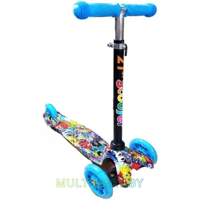 Самокат 21st Scooter Mini BL 038Z синий, прозрачные колёса